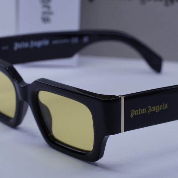 Palm Angels PERI086 HYDE 1018 Rectangle Sunglasses - Black/Yellow - Picture 4 of 11